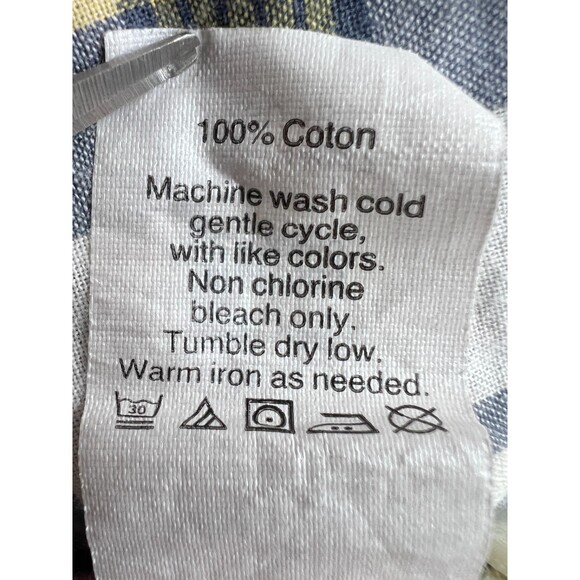 J Crew Men's Summer Plaid Slim Long Sleeve Button Down Shirt Yellow Blue Size XL - Picture 5 of 9